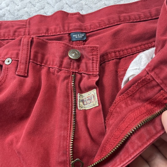 Polo Ralph Lauren 650 Denim Jean Pant Men 33x32 Red Straight Prep Chino Cotton - Picture 5 of 16